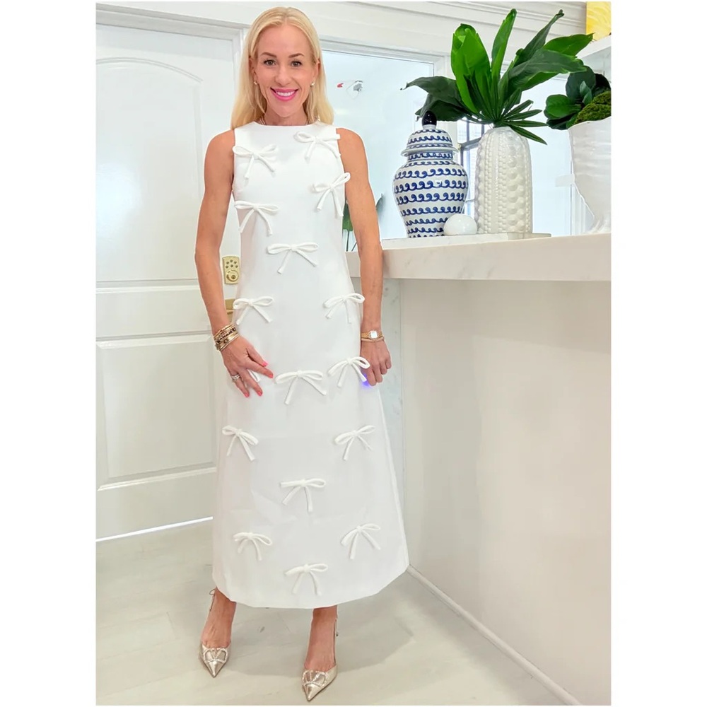 English Factory Cream Bow-Adorned Midi Dress